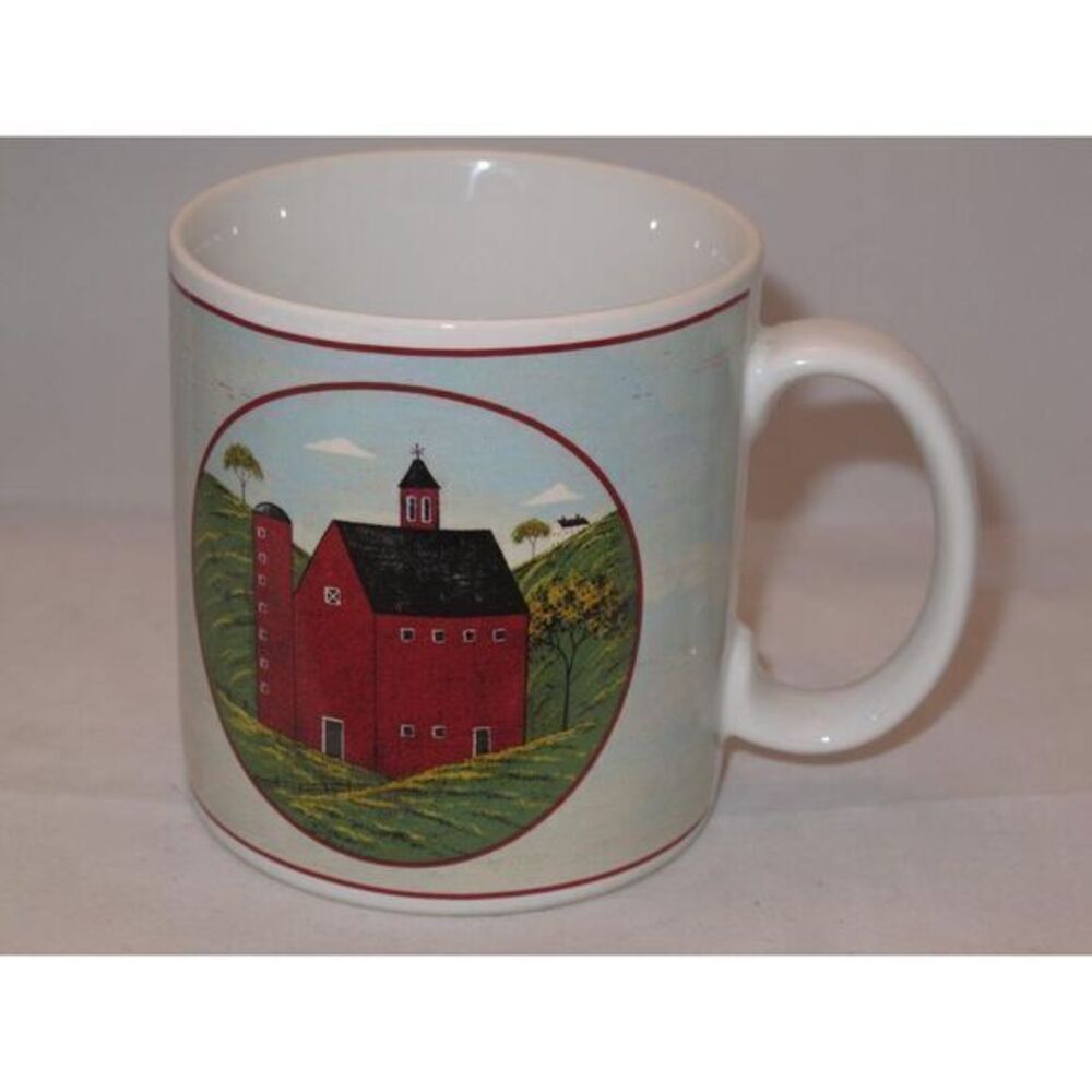 Sakura Country Life Brandon House Coffee Mug Cup Red Barn Warren Kimble
